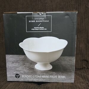 Home Essentials White Beaded Stoneware Fruit Bowl